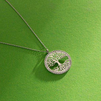 ?Кольє "Дерево життя" з фіанітами (біле золото) кол02492 №6