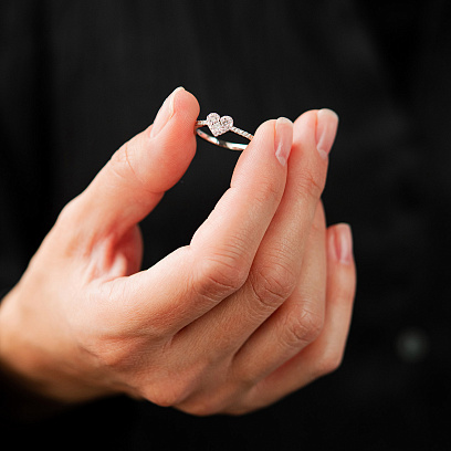 Золотое кольцо "Сердечко" (бриллианты) кб0652cha №5