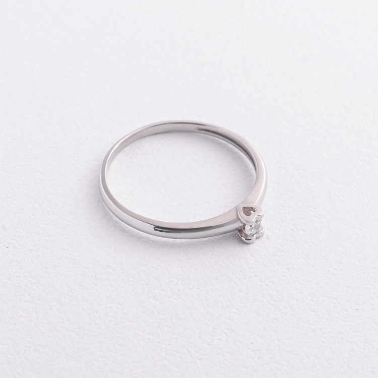 Серебряное кольцо "Сердечко" с фианитом 1612 от ювелирного магазина Оникс - 1