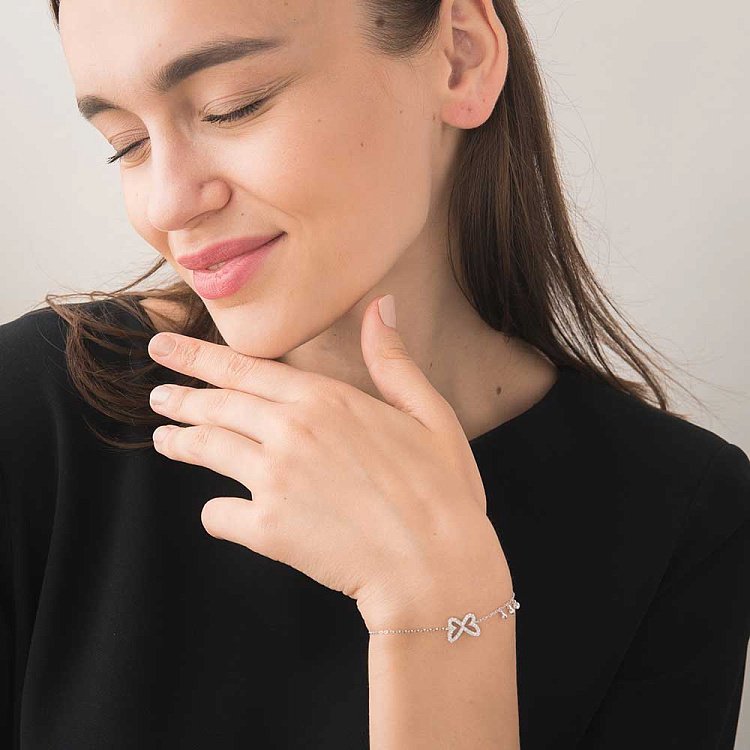 Серебряный браслет "Бабочка" с фианитами 14940 от ювелирного магазина Оникс - 1