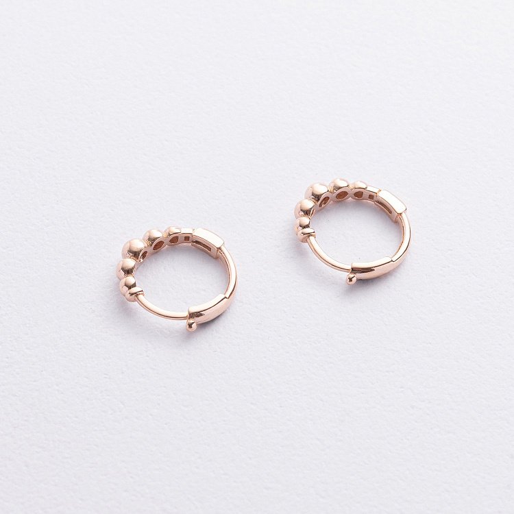 Золотые серьги - кольца "Шарики" с09276 от ювелирного магазина Оникс - 1