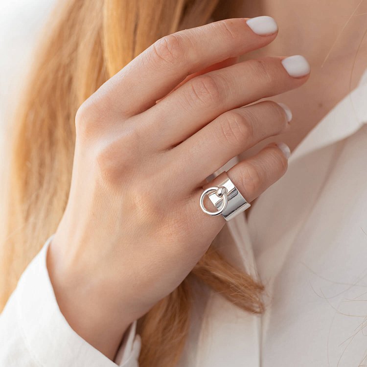 Широка срібна каблучка БДСМ 112648 від ювелірного магазину Онікс - 16