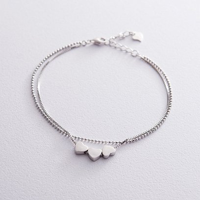 Серебряный браслет с сердечками 141278
