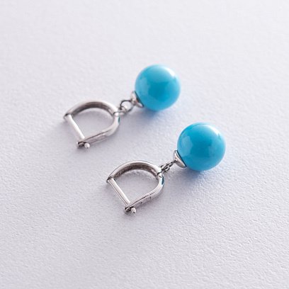 Золоті сережки з бірюзою с05967 №4