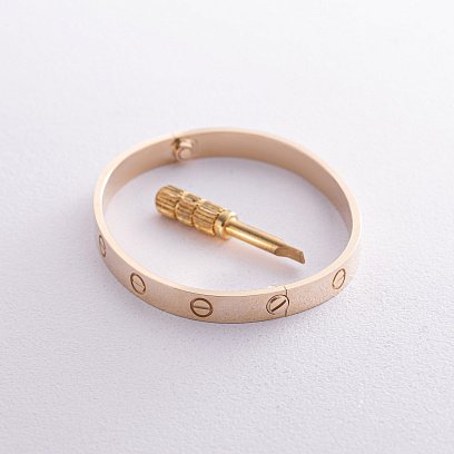 Жорсткий браслет "Love" із жовтого золота б05146 №3