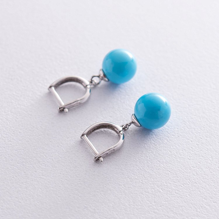 Золоті сережки з бірюзою с05967 від ювелірного магазину Онікс - 3