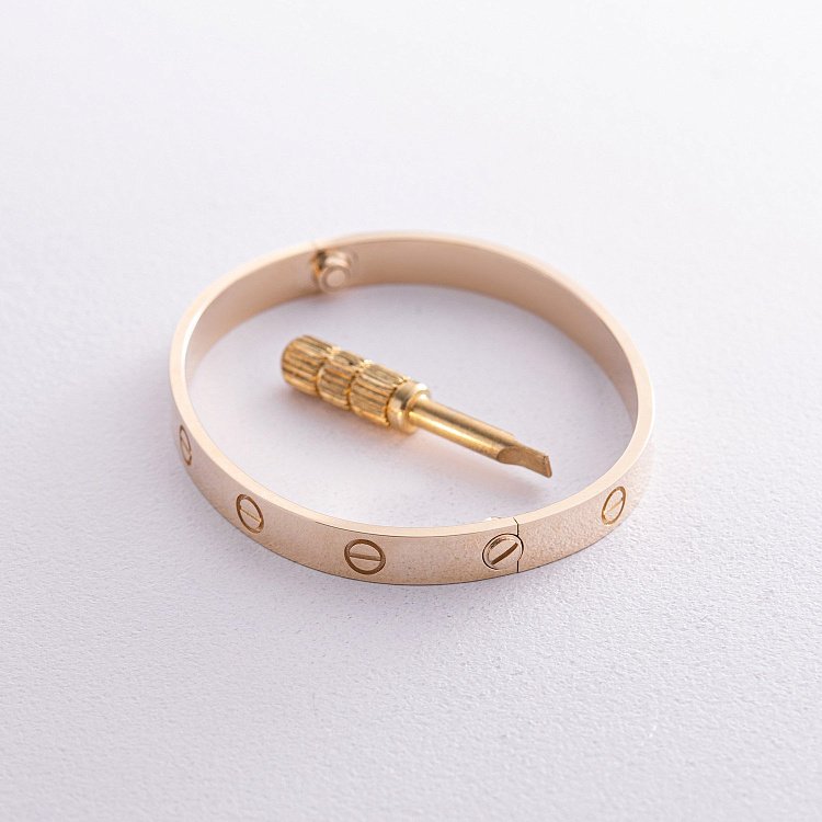 Жорсткий браслет "Love" із жовтого золота б05146 від ювелірного магазину Онікс - 2