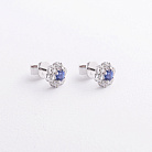 Золоті сережки - пусети "Квіточки" з діамантами та сапфірами сб0670ca от ювелирного магазина Оникс - 1