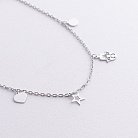 Срібний браслет "Монетка, хамса, зірка, серце, місяць, клевер, нескінченність" на ногу 905-01110 от ювелирного магазина Оникс - 1