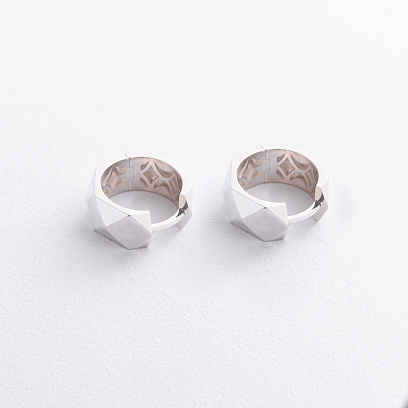 Серьги - кольца "Грани" в серебре 123518 №2