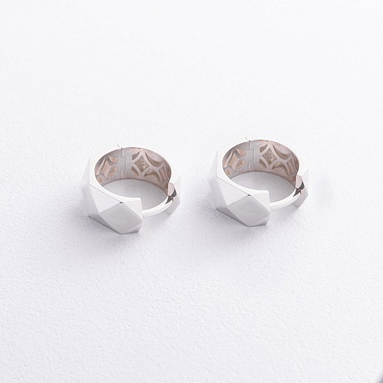Серьги - кольца "Грани" в серебре 123518 №3