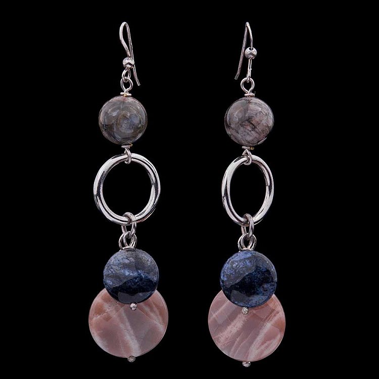 Сережки з агатом і польовим шпатом 210с9 - 2 Сережки з агатом і польовим шпатом 210с9 від ювелірного магазину Онікс - 2