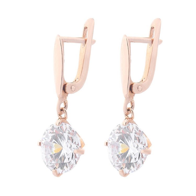 Золотые серьги с фианитами с04310 от ювелирного магазина Оникс - 1