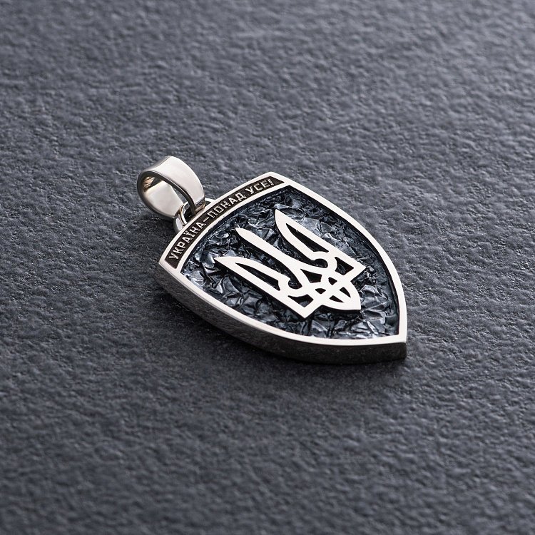 Золотой кулон "Герб України - Тризуб. Україна понад усе" (Возможна индивидуальная гравировка) п03906 от ювелирного магазина Оникс - 2