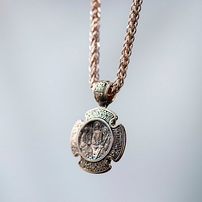 Золотая ладанка "Троица. Божия Матерь "Знамение" п02642 №5