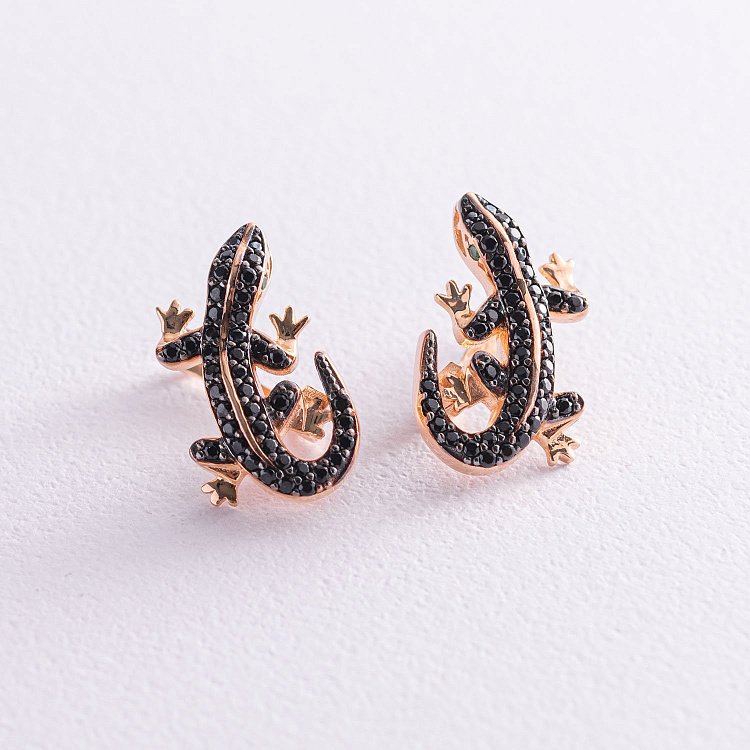 Золоті сережки "Ящірки" (фіаніти) с04479 від ювелірного магазину Онікс