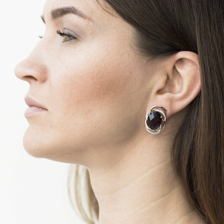 Золоті сережки з фіанітами с03538 від ювелірного магазину Онікс - 3