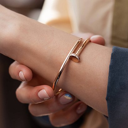 Золотой браслет "Гвоздь" с фианитами б05043 №6