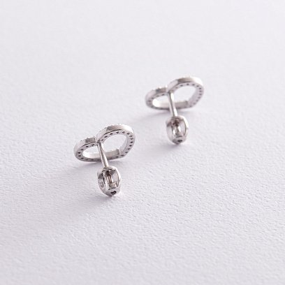 Срібні сережки - пусети "Сердечки" з фіанітами OR121210 №4