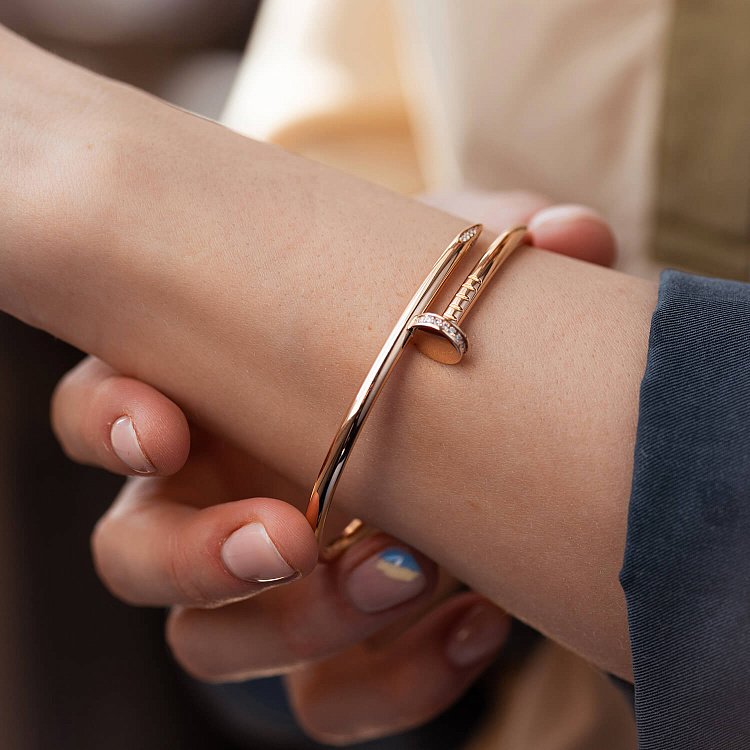 Золотой браслет "Гвоздь" с фианитами б05043 от ювелирного магазина Оникс - 5