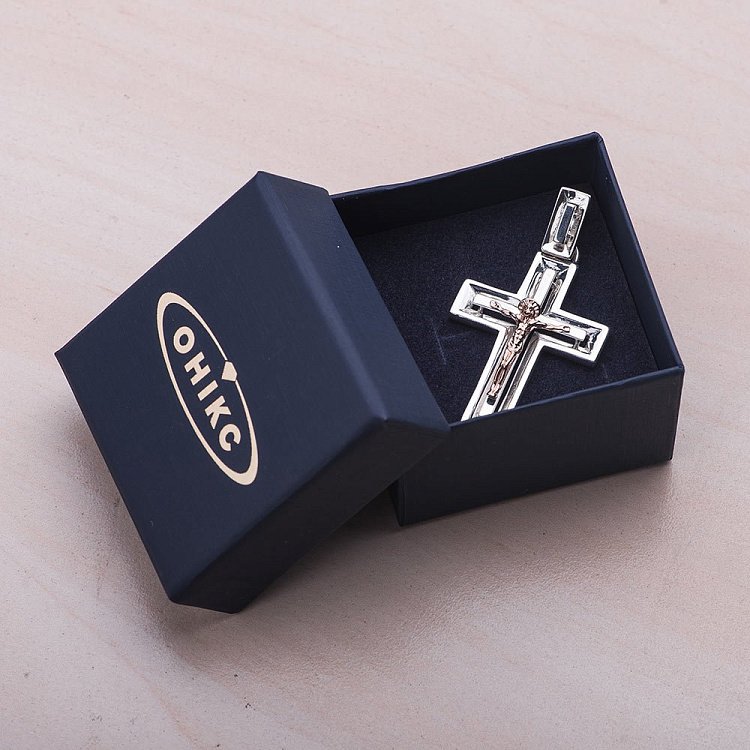 Серебряный православный крест с Иисусом из золота 131197 от ювелирного магазина Оникс - 4