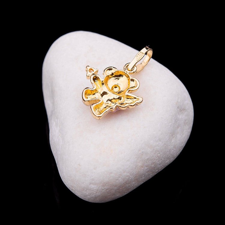 Дитяча золота підвіска "Ведмедик" (емаль, фіаніт) п01279 від ювелірного магазину Онікс - 3