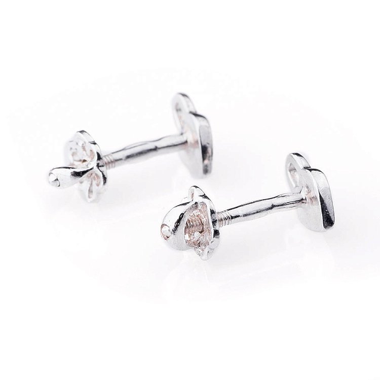 Срібні сережки-пусети "Замочки" 121885 від ювелірного магазину Онікс - 1