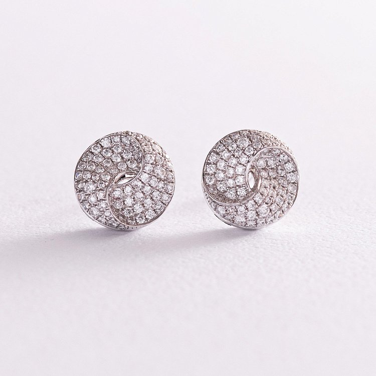 Золотые серьги - пусеты с бриллиантами с463 от ювелирного магазина Оникс