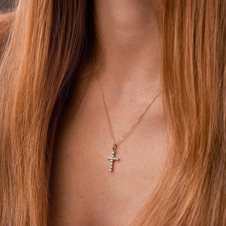 Крестик с бриллиантами (желтое золото) пб0334gm от ювелирного магазина Оникс - 3