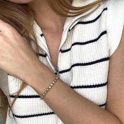 Золотой браслет "Кубики - шарики" б04780 №7