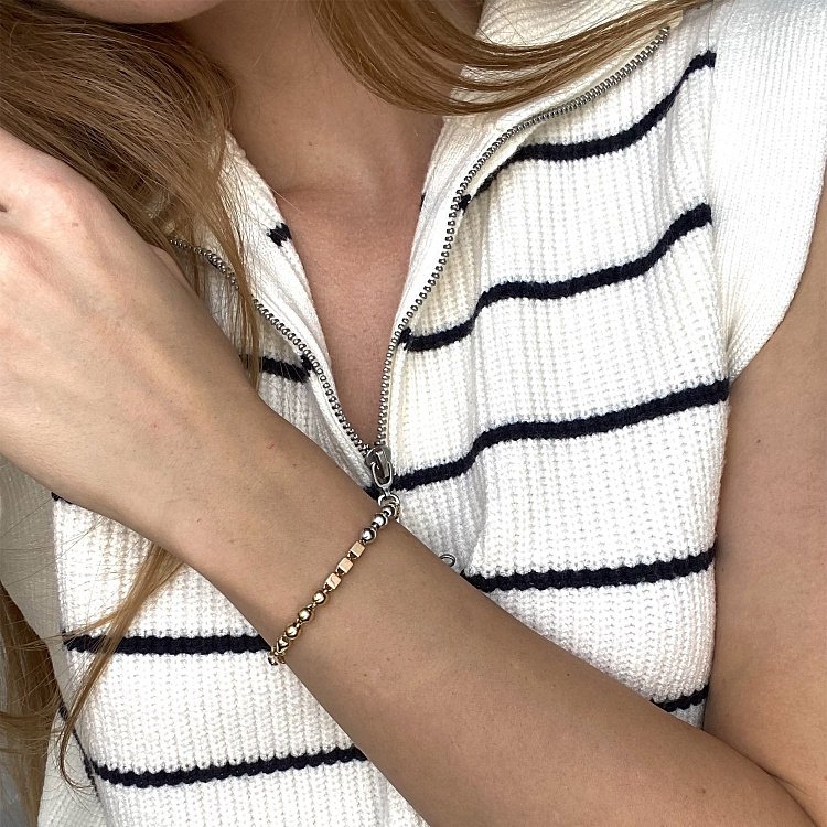 Золотой браслет "Кубики - шарики" б04780 от ювелирного магазина Оникс - 10