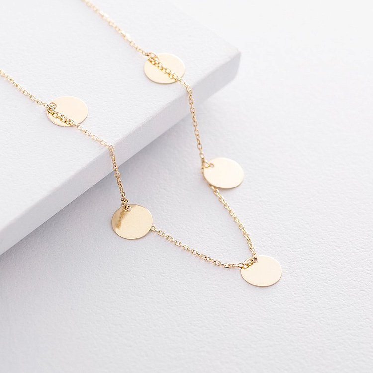 Золотое колье с монетками (5 шт) кол01432 от ювелирного магазина Оникс - 5