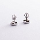 Серебряные серьги - пусеты с фианитами 1001 от ювелирного магазина Оникс - 3