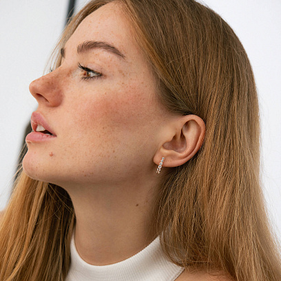 Золотые серьги с фианитами с08909 №6