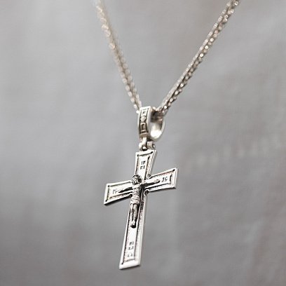 Срібний хрест "Розп'яття. Спаси і Збережи" кду-18 №4