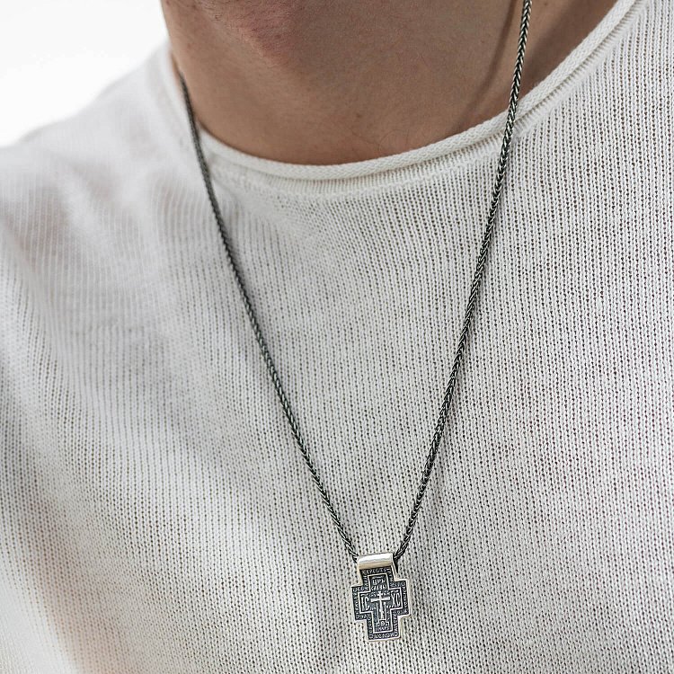 Православний хрест (чорніння) з молитвою 13324 від ювелірного магазину Онікс - 1