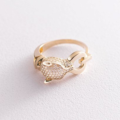 Каблучка "Пантера" в жовтому золоті (фіаніти) к05277 №7