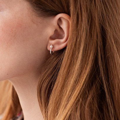 Срібні сережки - пусети "Міранда" з перлами 123201 №4