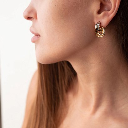 Золотые серьги с итальянской застежкой с01290 №8