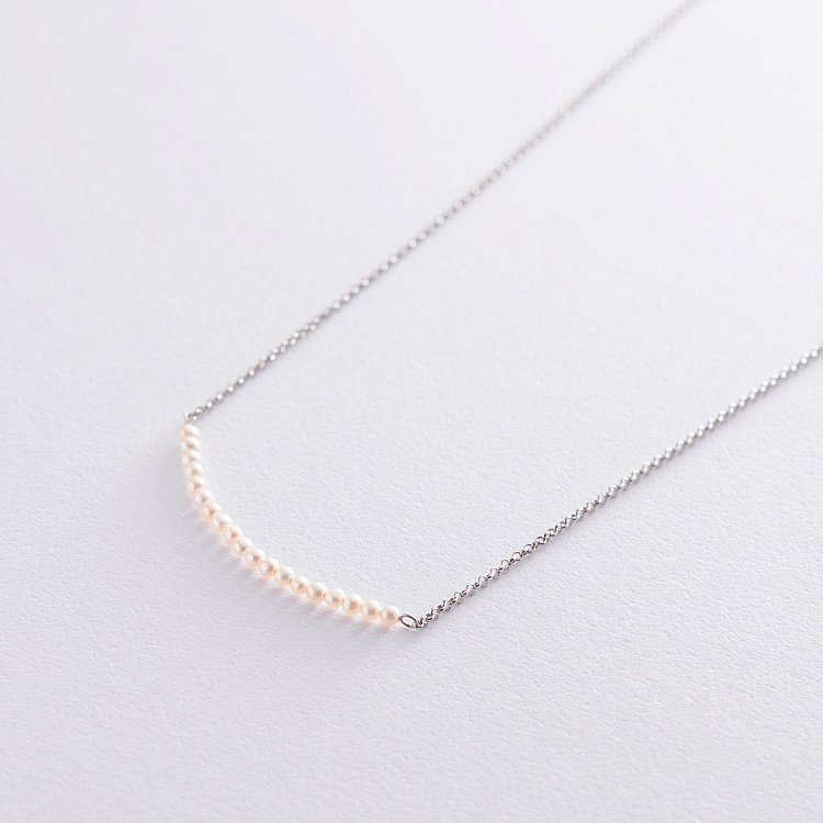 Срібне кольє "Ніжність" (перли) 181013 від ювелірного магазину Онікс