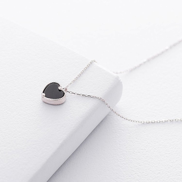 Серебряное колье "Сердце" (оникс) 18792 от ювелирного магазина Оникс - 2