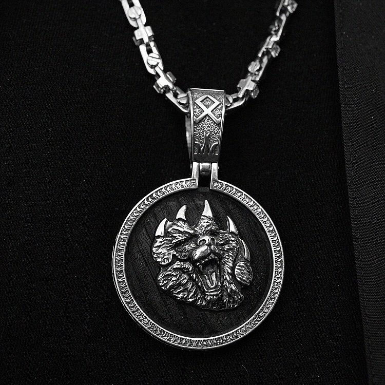 Серебряный кулон "Медведь" с эбеновым деревом и фианитами 947 от ювелирного магазина Оникс - 23