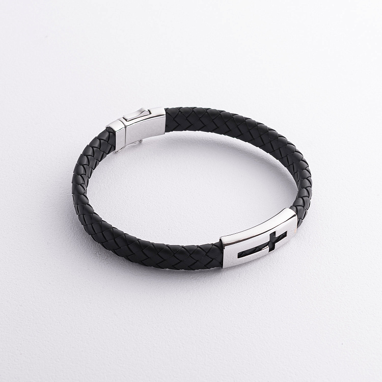 Золотой браслет "Крестик" с каучуком б03072 от ювелирного магазина Оникс