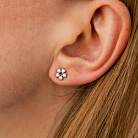 Серебряные серьги - пусеты "Цветочки" с фианитами 766 от ювелирного магазина Оникс - 3