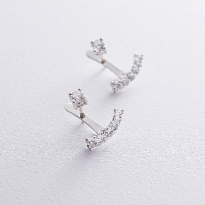 Срібні сережки - джекети (фіаніти) 121683 №2
