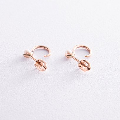 Серьги - пусеты "Миранда" в красном золоте (жемчуг) с07930 №7