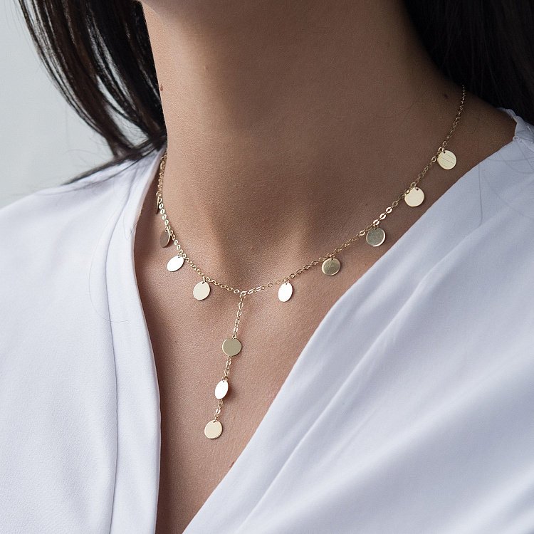 Колье Монетки в желтом золоте кол01553 от ювелирного магазина Оникс - 3