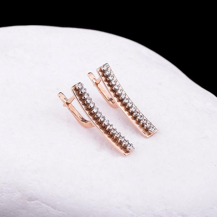 Сережки смужки (фіаніти) с01632 від ювелірного магазину Онікс - 1