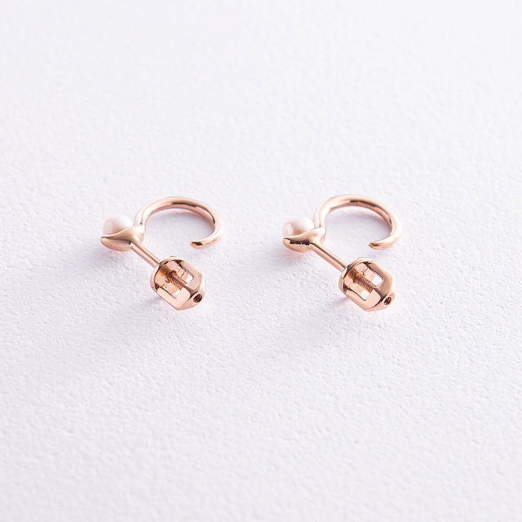 Серьги - пусеты "Миранда" в красном золоте (жемчуг) с07930 от ювелирного магазина Оникс - 6