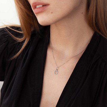 Золота підвіска "Літера О" з діамантами пО №5